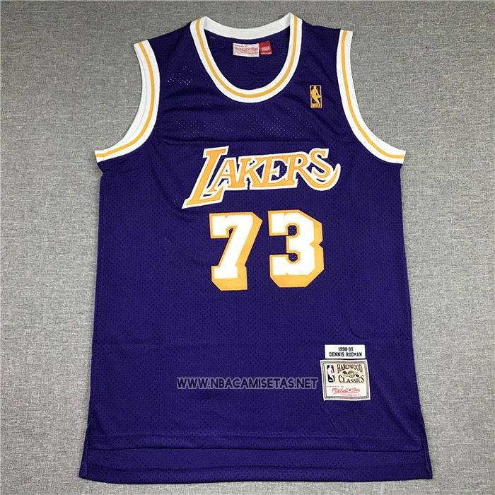 Camiseta Los Angeles Lakers Dennis Rodman NO 73 Mitchell & Ness 1998-99 Violeta